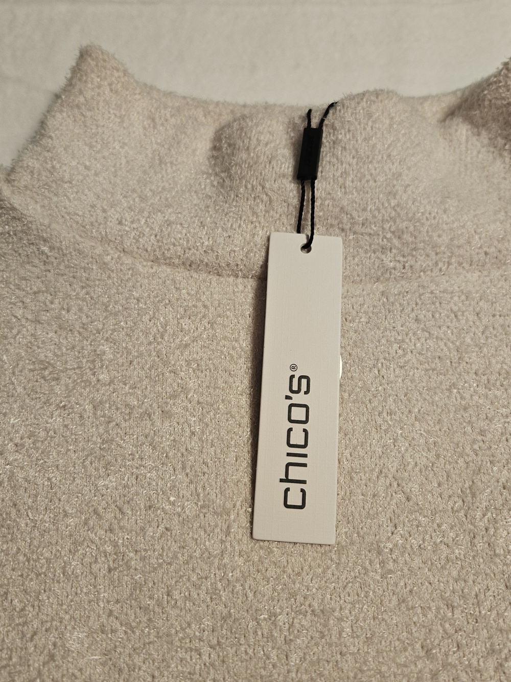 Chico's Size 2 Large L Cozy Mock Neck Sweater English Cream NWT 3/4 Sleeve - Picture 5 of 10